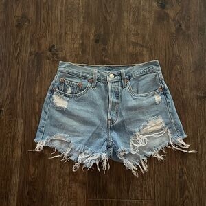 Levi's Light Blue Distressed Jean Shorts
